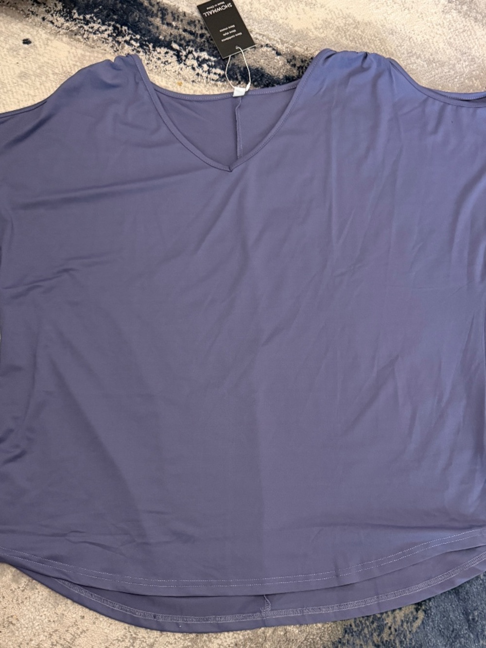 ShowMall Women's 2X Purple Cold Shoulder V Neck Blouse NWT